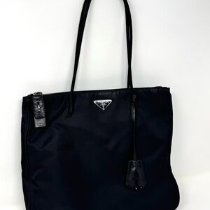 Prada Vintage Black Nylon Tote Bag, 2001